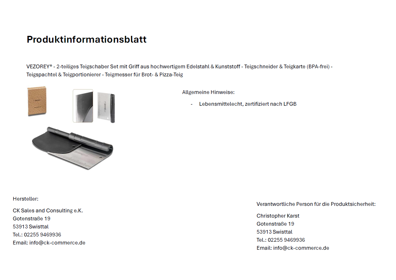 VEZOREY® - Teigschaber Set - Teigschaber - Teigportionierer - Backzubehör im praktischen Set